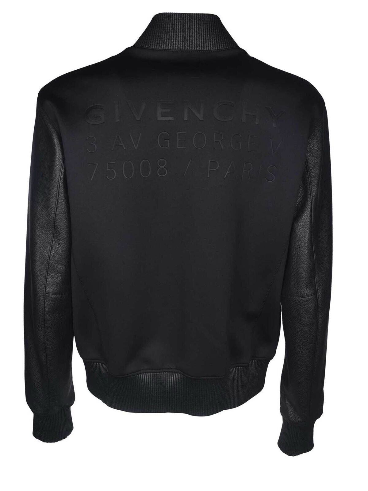 Givenchy Black Neoprene & Leather Bomber Jacket With Logo Size US L / EU 52-54 / 3 - 2 Thumbnail