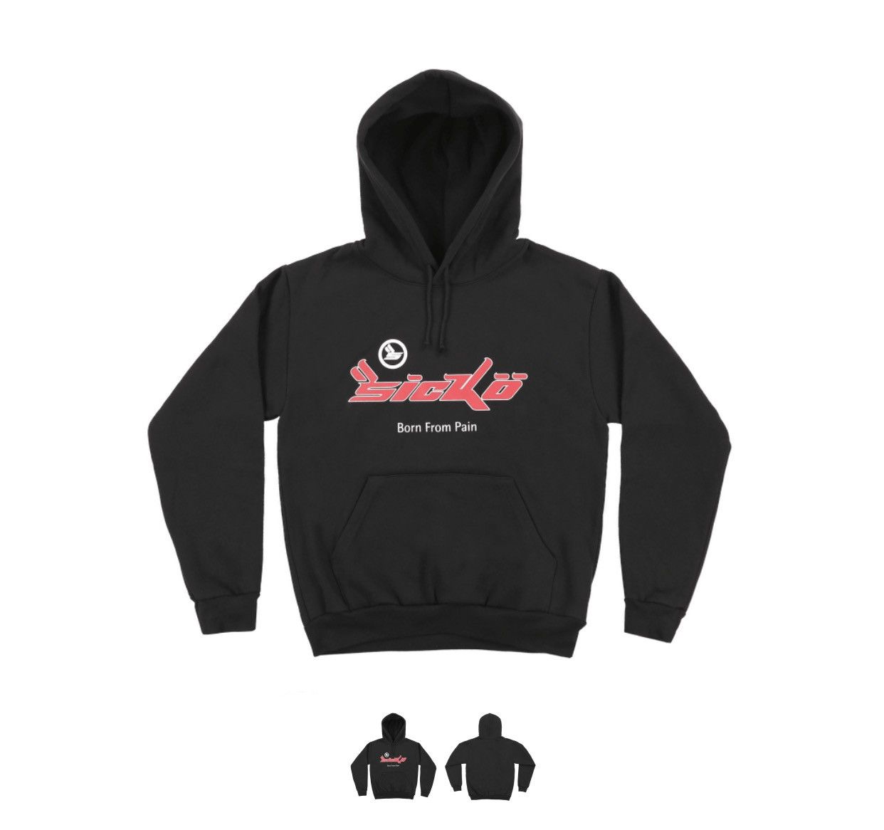 Other Sicko Born from Pain Hoodie Black Grailed