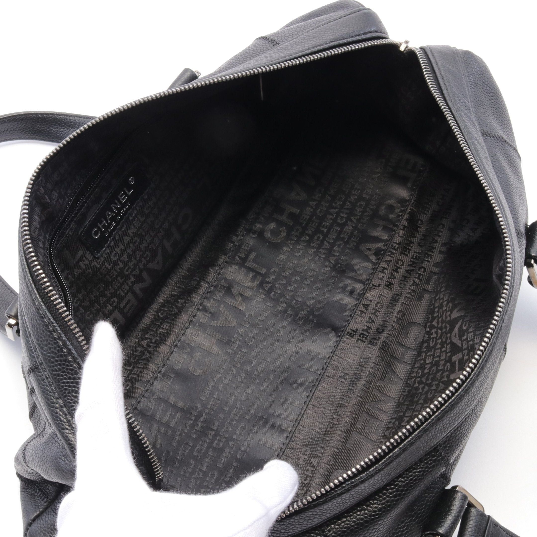 Chanel Chanel Chocolate Bar Handbag Mini Boston Bag Caviar Skin Black Silver Hardware Size ONE SIZE - 3 Thumbnail