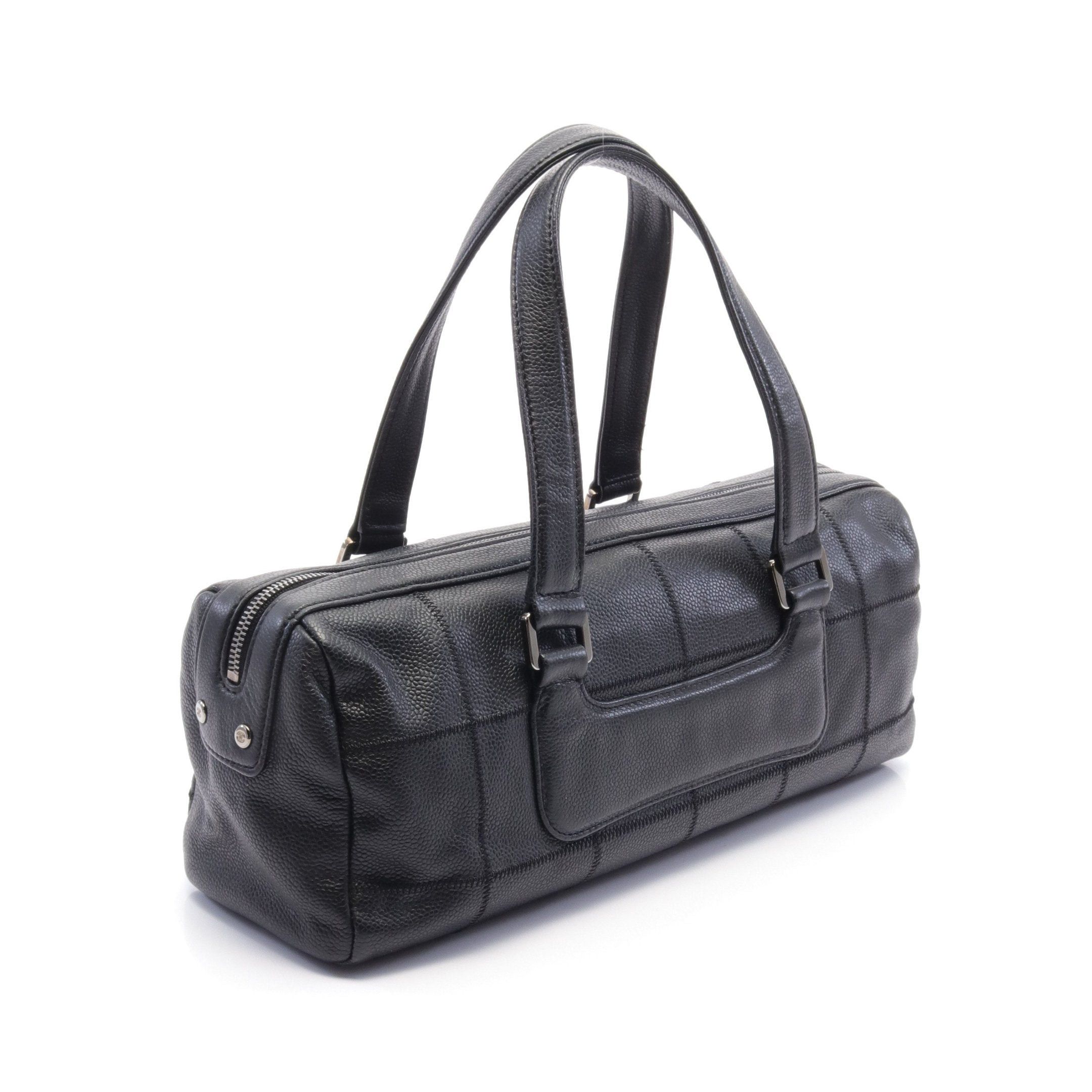 Chanel Chanel Chocolate Bar Handbag Mini Boston Bag Caviar Skin Black Silver Hardware Size ONE SIZE - 2 Thumbnail