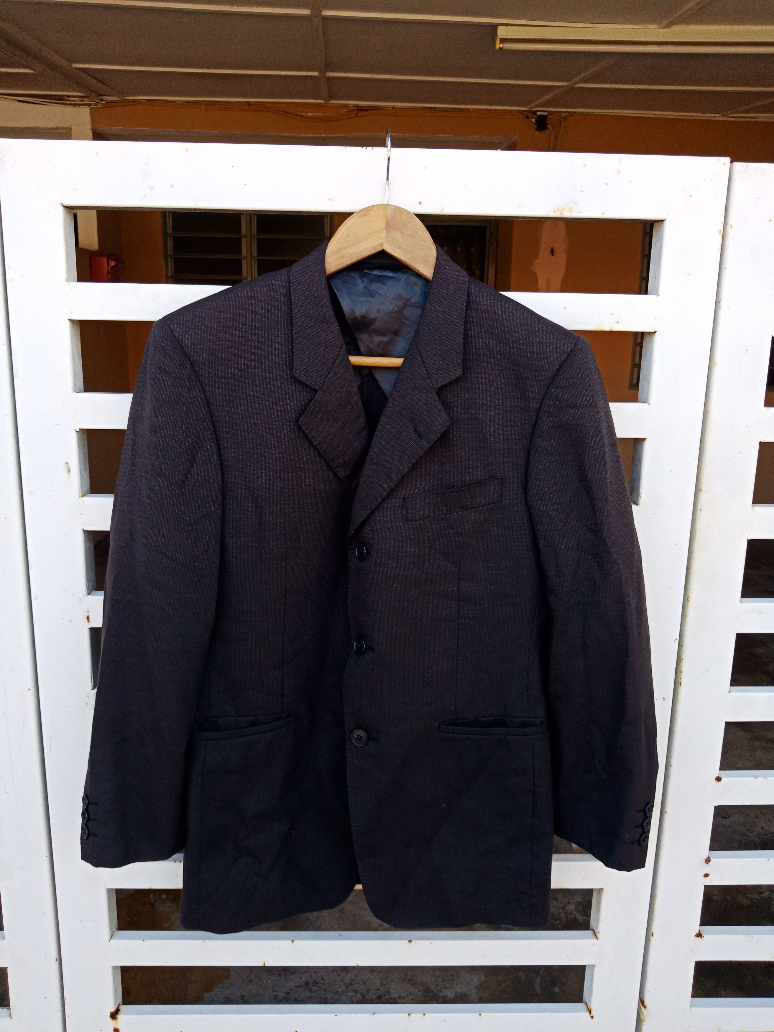 image of Yohji Yamamoto Aar Durban Wool Coat Blazer in Black, Men's (Size Medium)