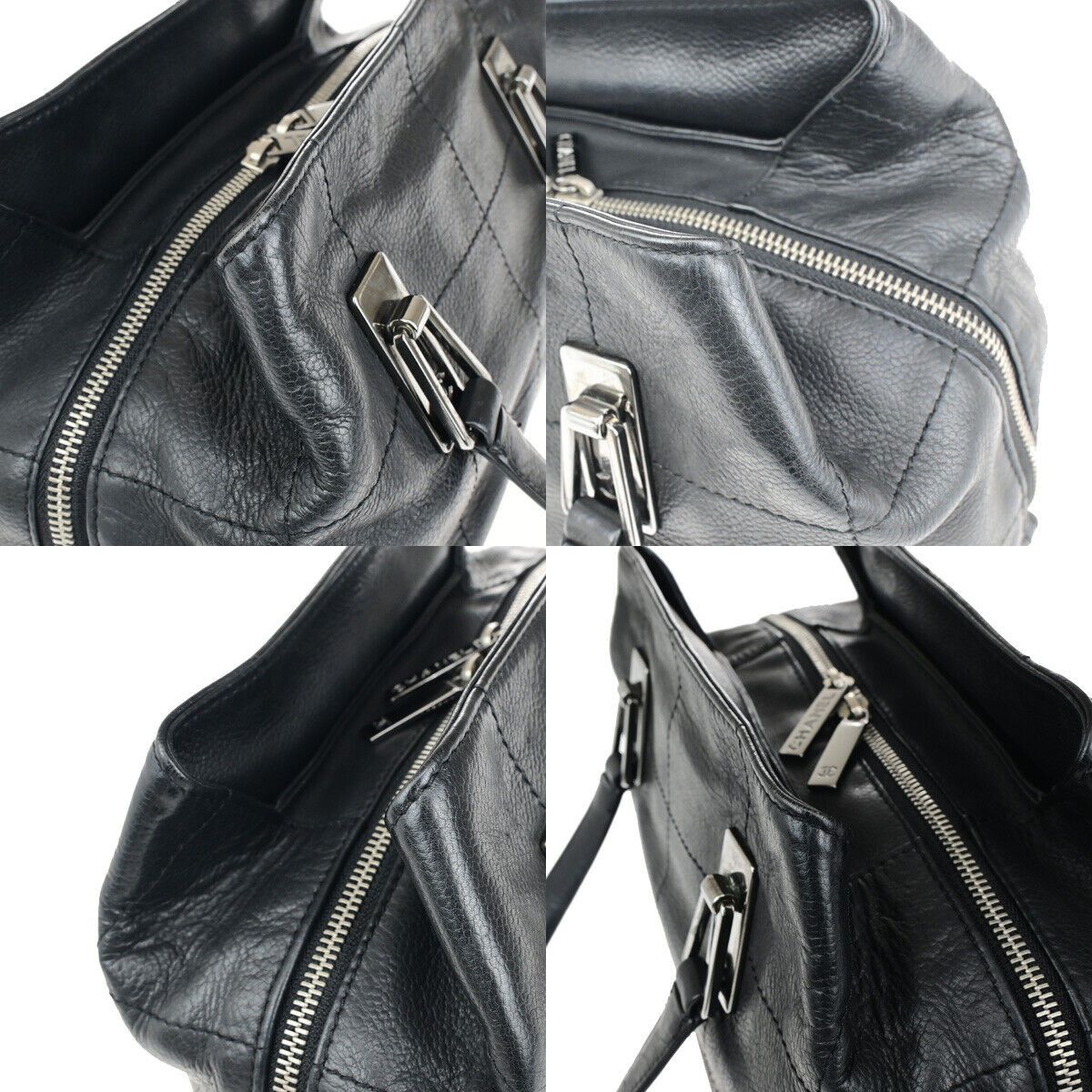 Chanel Chocolate Bar Black Leather Handbag (Pre-Owned) Size ONE SIZE - 11 Thumbnail