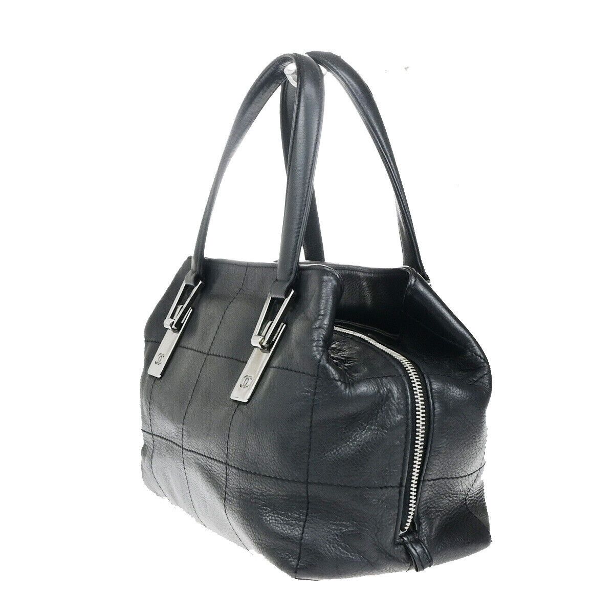 Chanel Chocolate Bar Black Leather Handbag (Pre-Owned) Size ONE SIZE - 4 Thumbnail