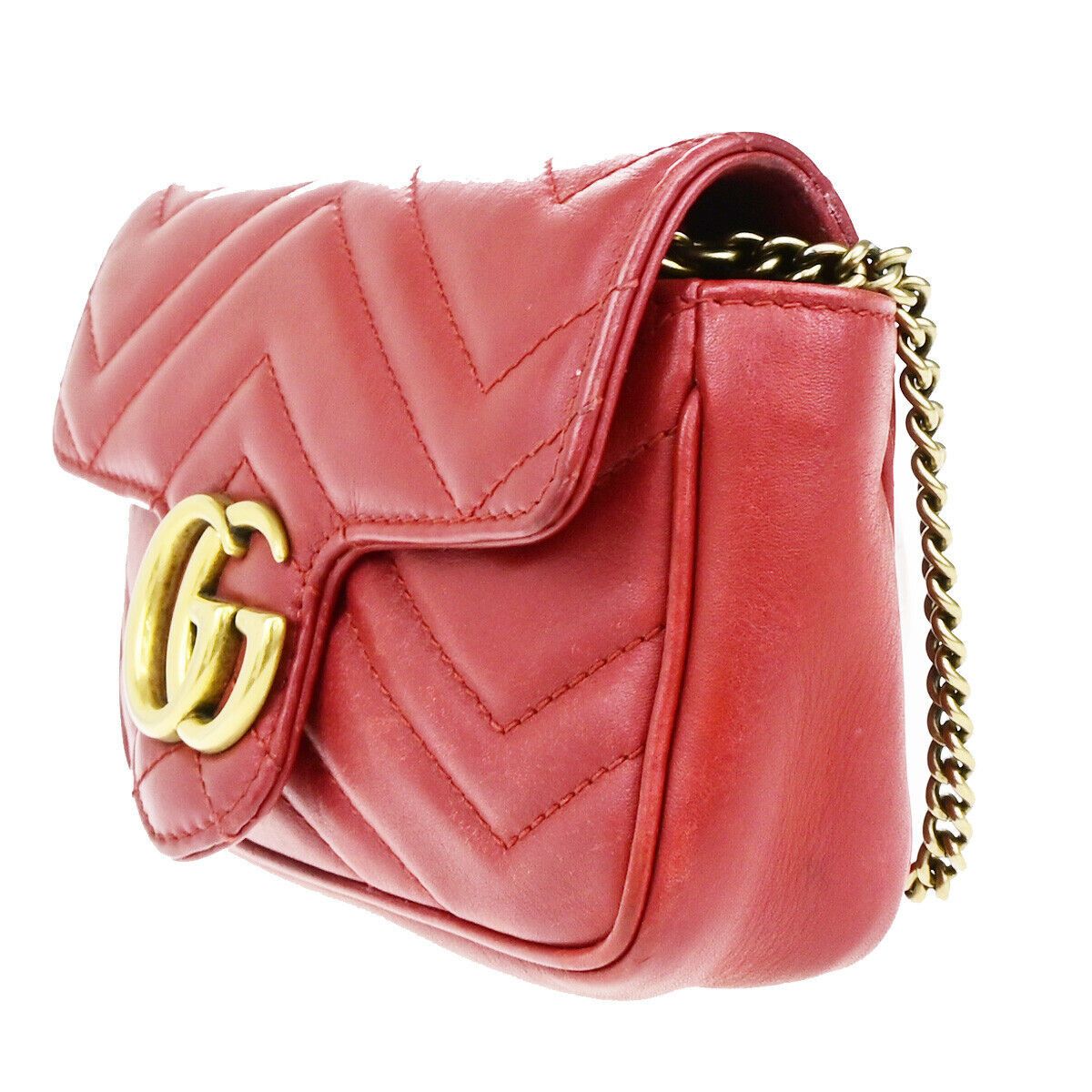Gucci Marmont Red Leather Shoulder Bag (Pre-Owned) Size ONE SIZE - 3 Thumbnail
