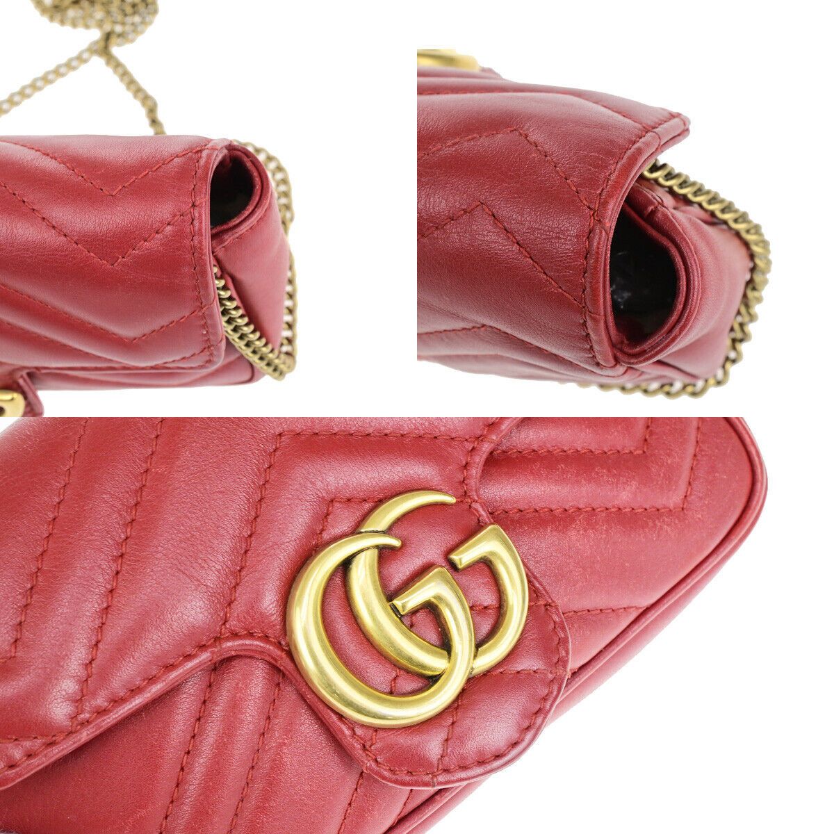 Gucci Marmont Red Leather Shoulder Bag (Pre-Owned) Size ONE SIZE - 8 Thumbnail