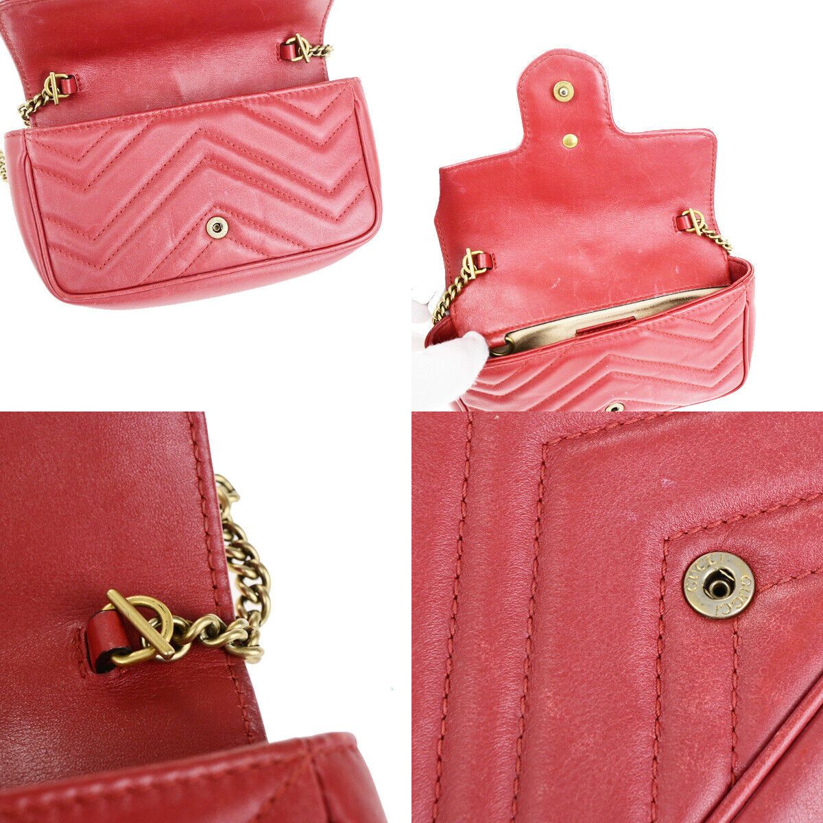 Gucci Marmont Red Leather Shoulder Bag (Pre-Owned) Size ONE SIZE - 9 Thumbnail