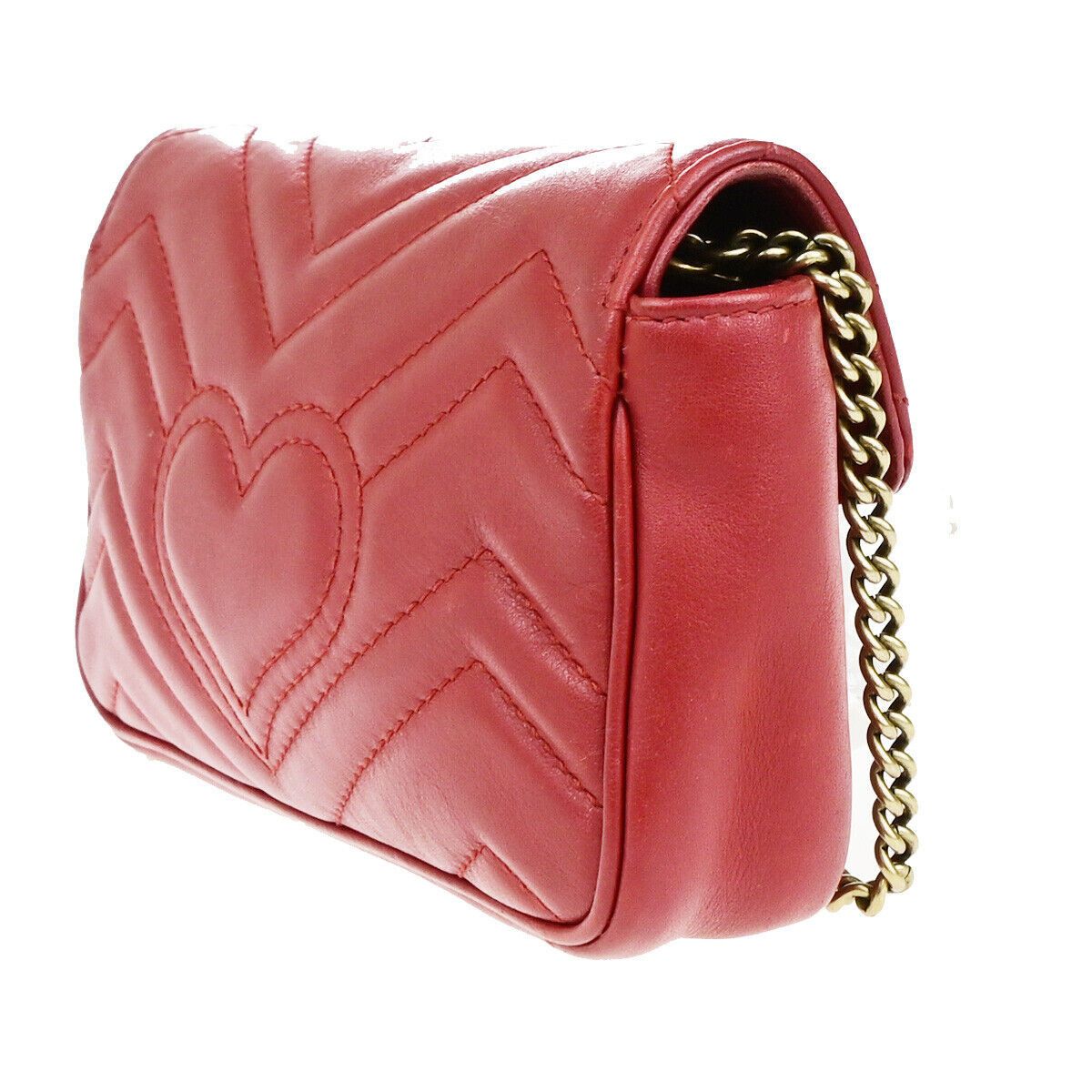 Gucci Marmont Red Leather Shoulder Bag (Pre-Owned) Size ONE SIZE - 4 Thumbnail