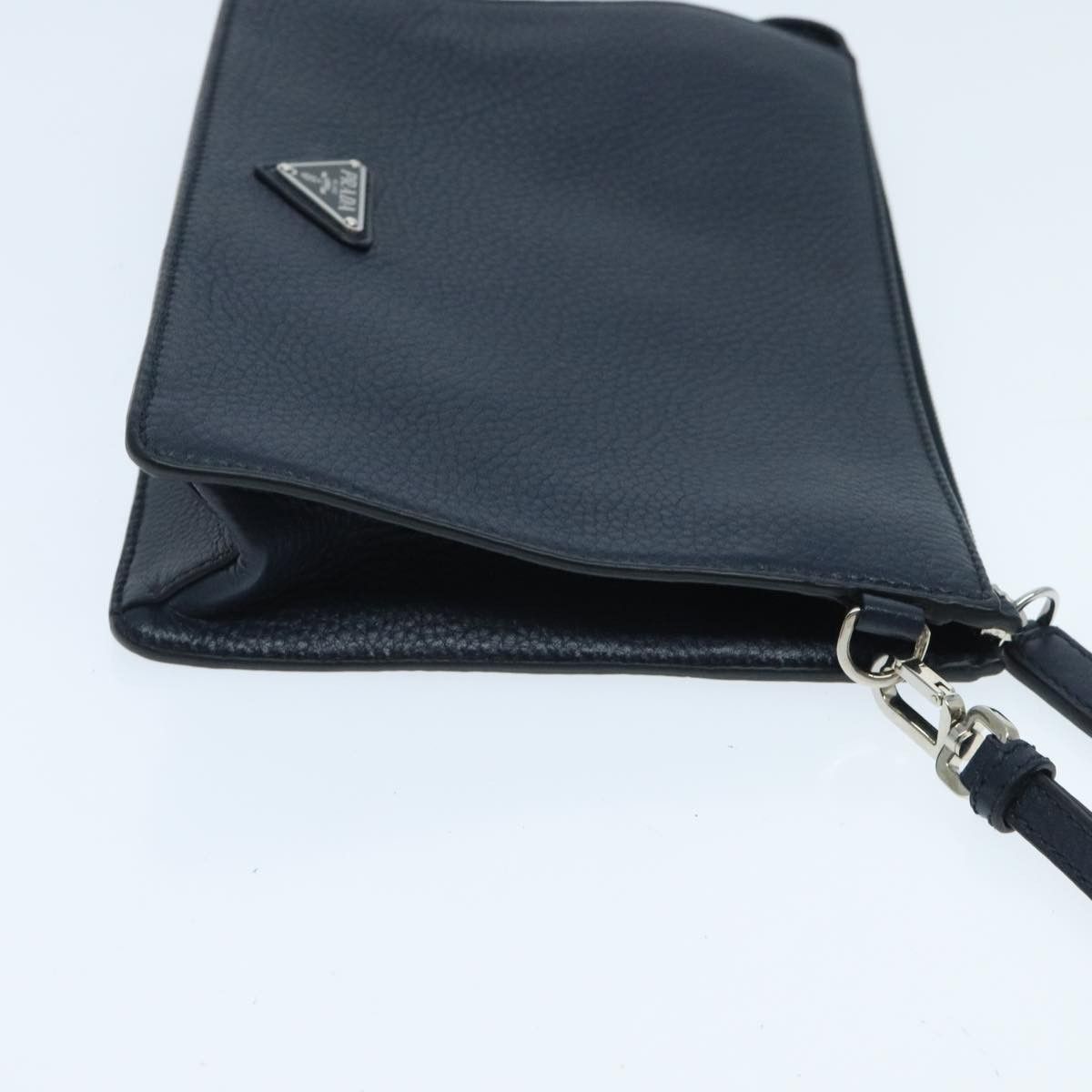 Prada Vitello Navy Leather Clutch Bag (Pre-Owned) Size ONE SIZE - 3 Thumbnail