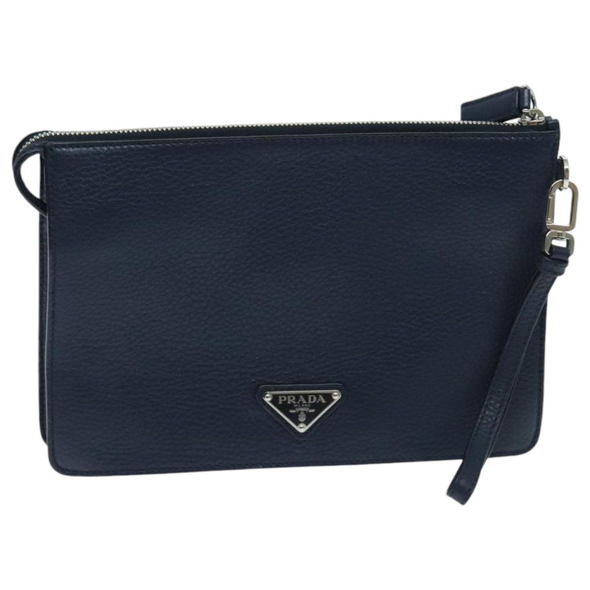 Prada Vitello Navy Leather Clutch Bag (Pre-Owned) Size ONE SIZE - 16 Thumbnail