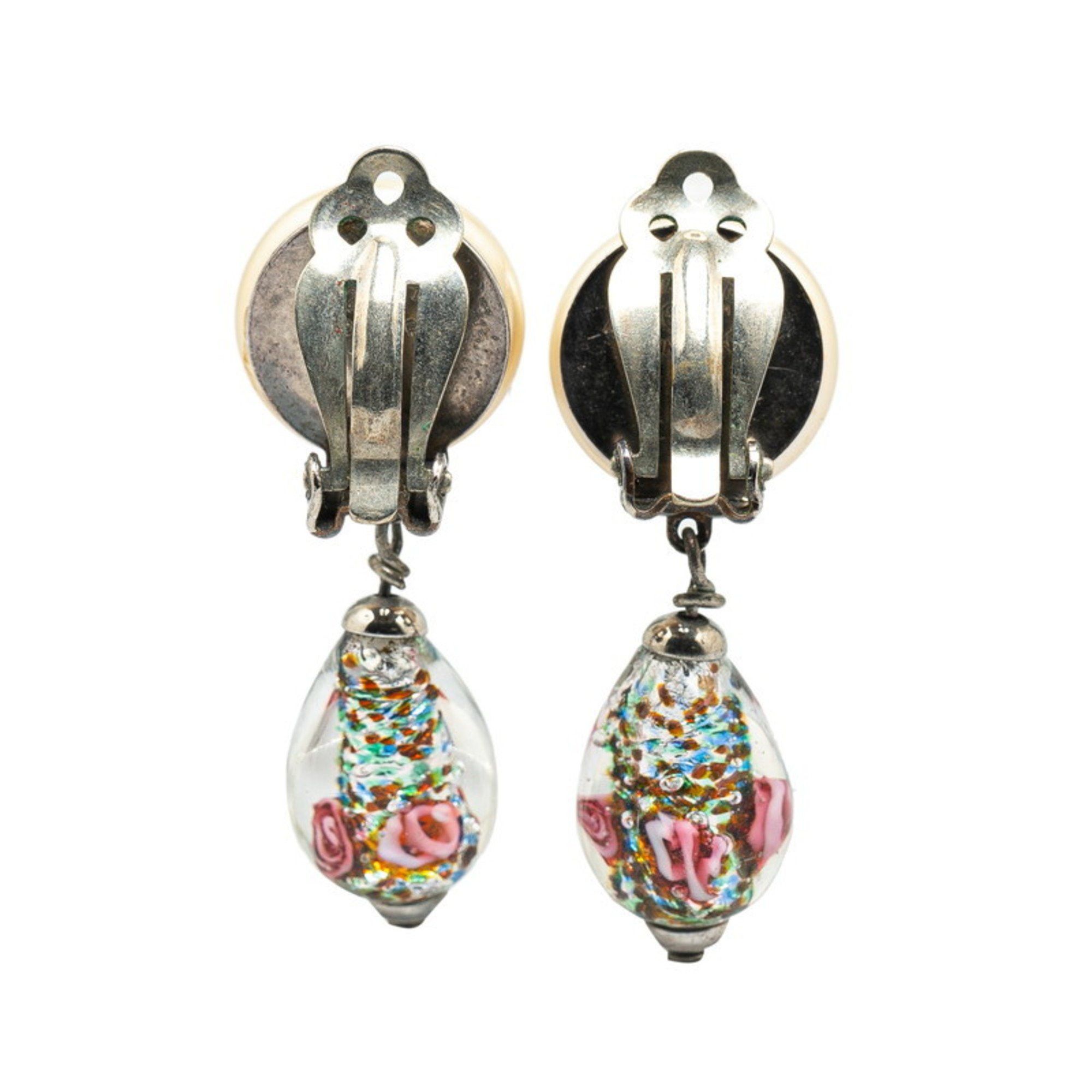 Chanel CHANEL Coco Mark Faux Pearl Drop Earrings Silver Metal Women's Size ONE SIZE - 2 Thumbnail