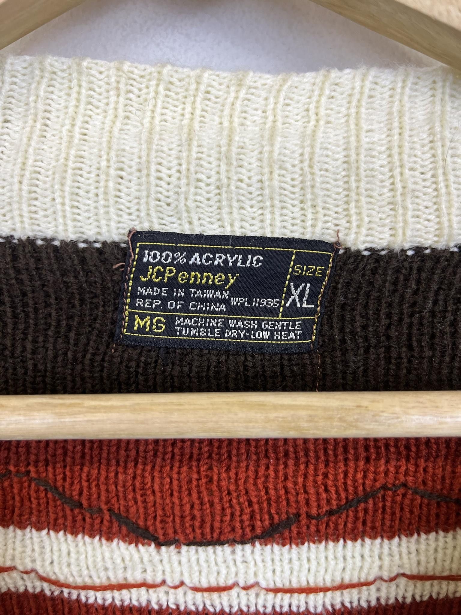 Vintage Vintage 1970's JCPenney Autumn Diamond Thick Neck Knit Size US XL / EU 56 / 4 - 2 Thumbnail