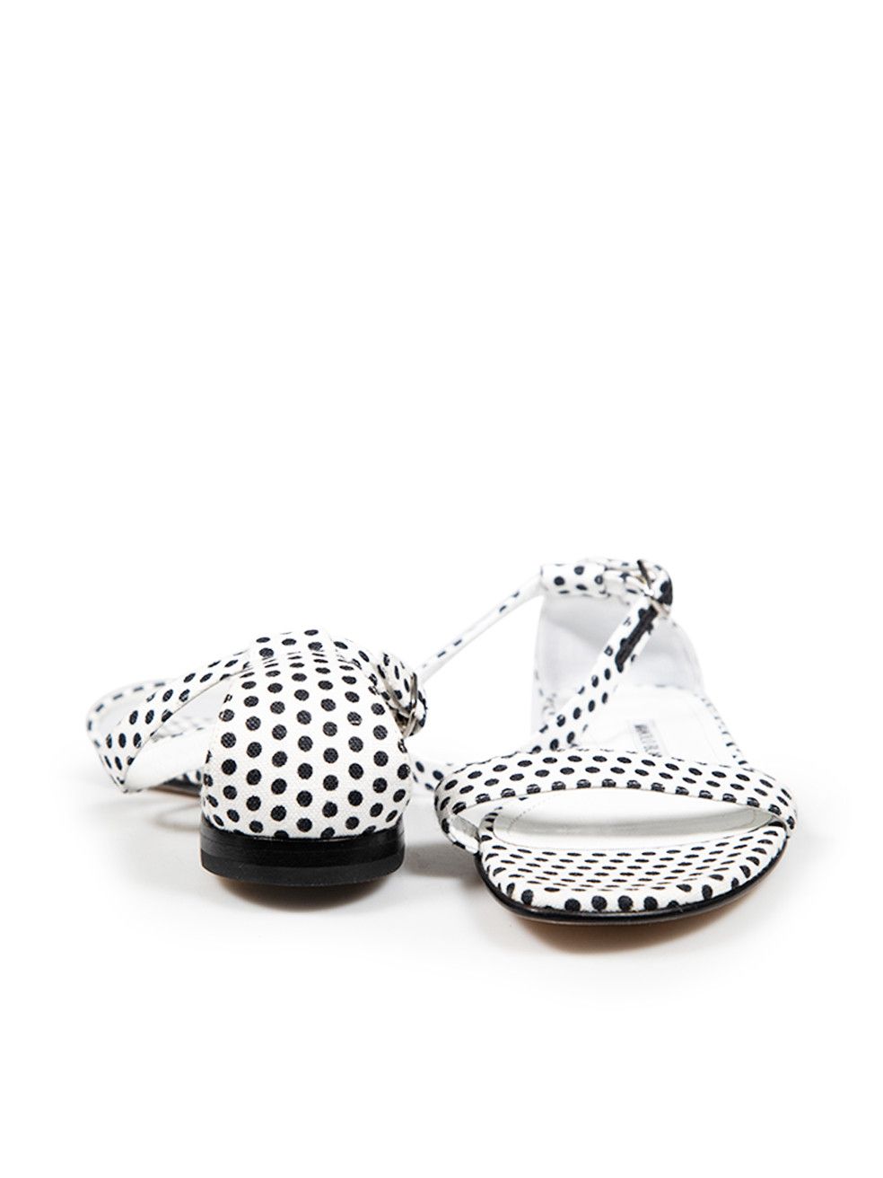 Manolo Blahnik Polka Dot Ankle Strap Flat Sandals Size US 7 / IT 37 - 3 Thumbnail