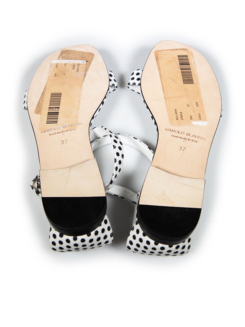 Manolo Blahnik Polka Dot Ankle Strap Flat Sandals Size US 7 / IT 37 - 4 Thumbnail