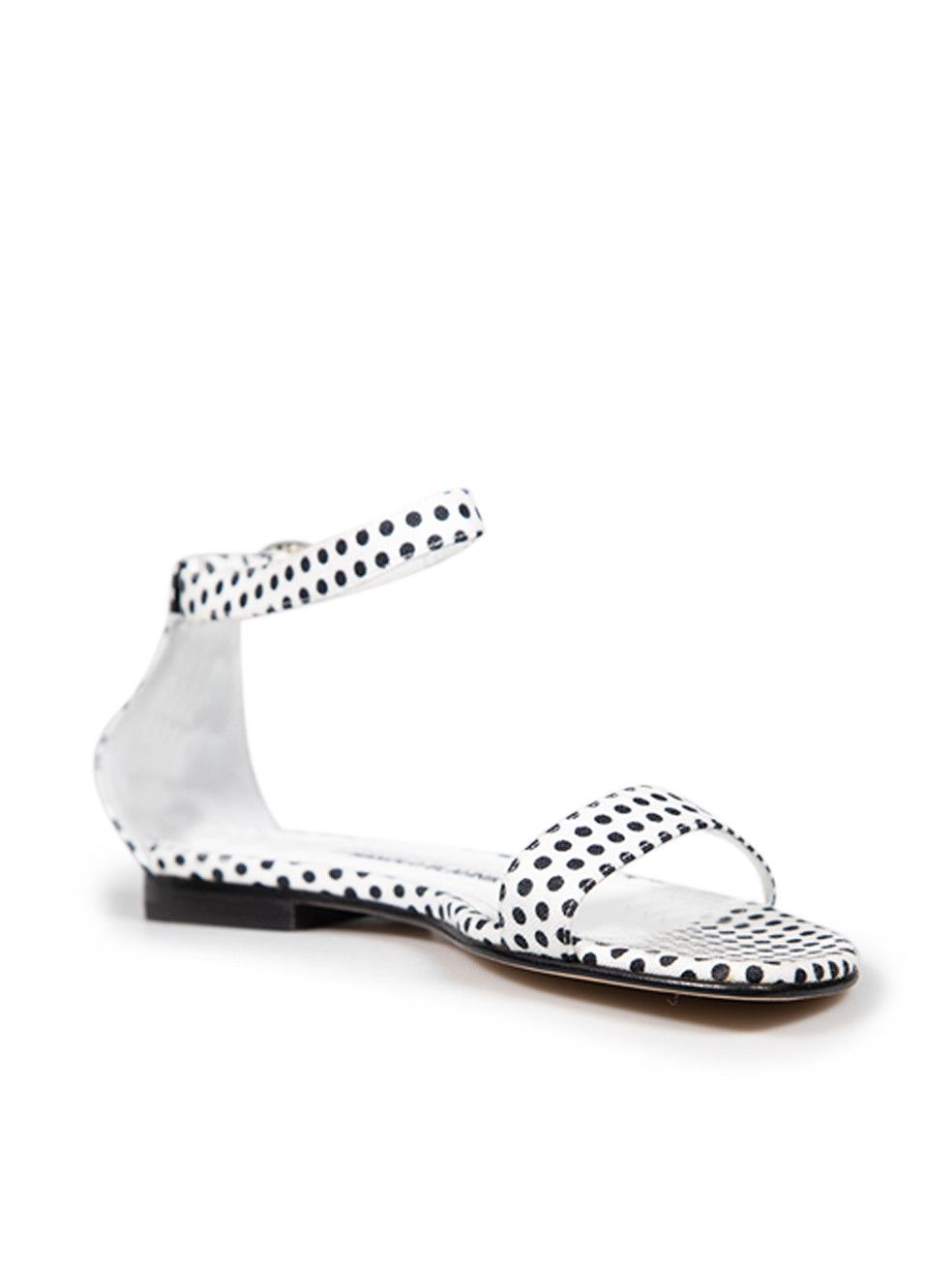 Manolo Blahnik Polka Dot Ankle Strap Flat Sandals Size US 7 / IT 37 - 2 Thumbnail