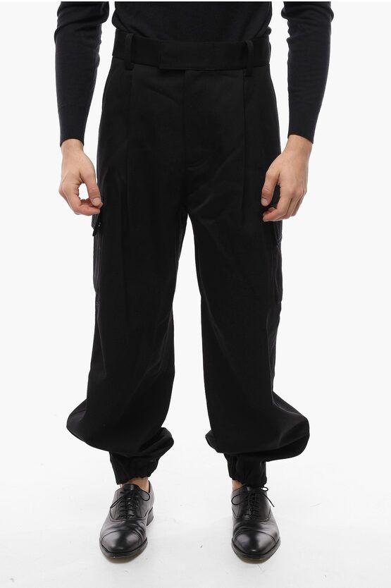 Wool Cargo Pants with elastic cuffs