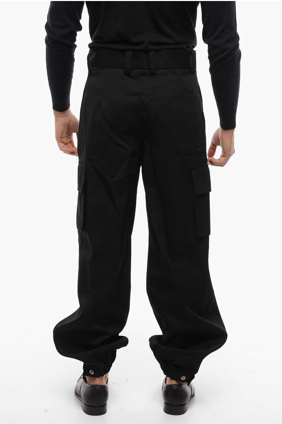 Wool Cargo Pants with elastic cuffs