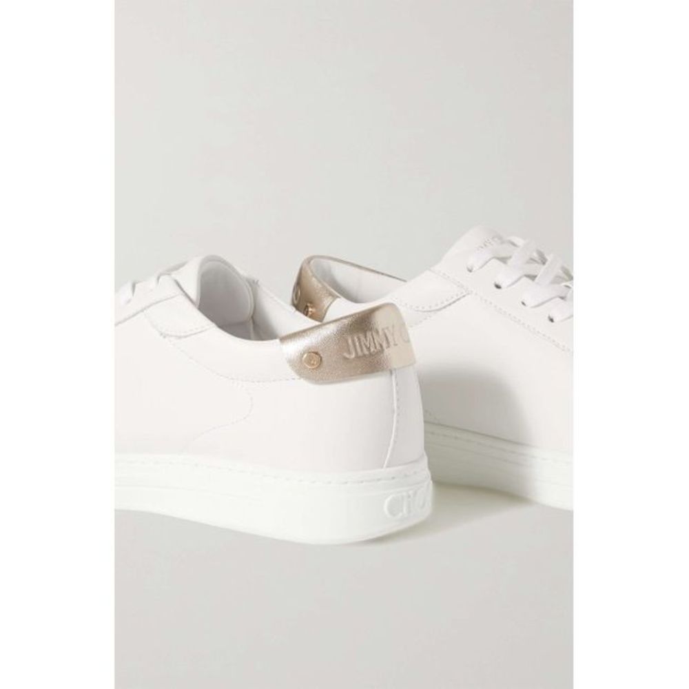 Jimmy Choo White Rome Metallic-trimmed Leather Sneakers Size US 11.5 / IT 41.5 - 2 Thumbnail