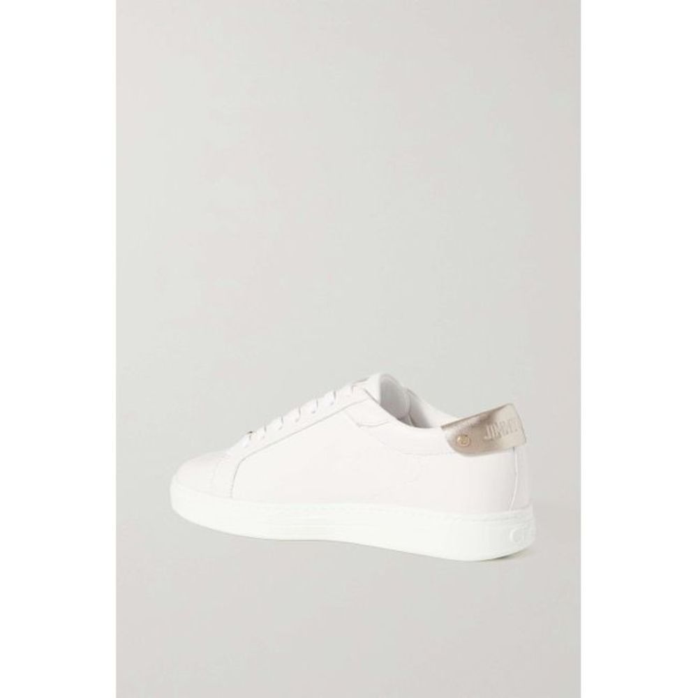 Jimmy Choo White Rome Metallic-trimmed Leather Sneakers Size US 11.5 / IT 41.5 - 4 Thumbnail