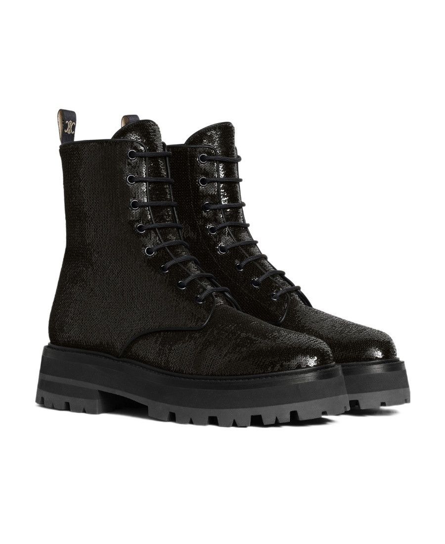 Celine Lace-up Boots Celine Bulky in Sequins Size US 4 / IT 34 - 2 Thumbnail
