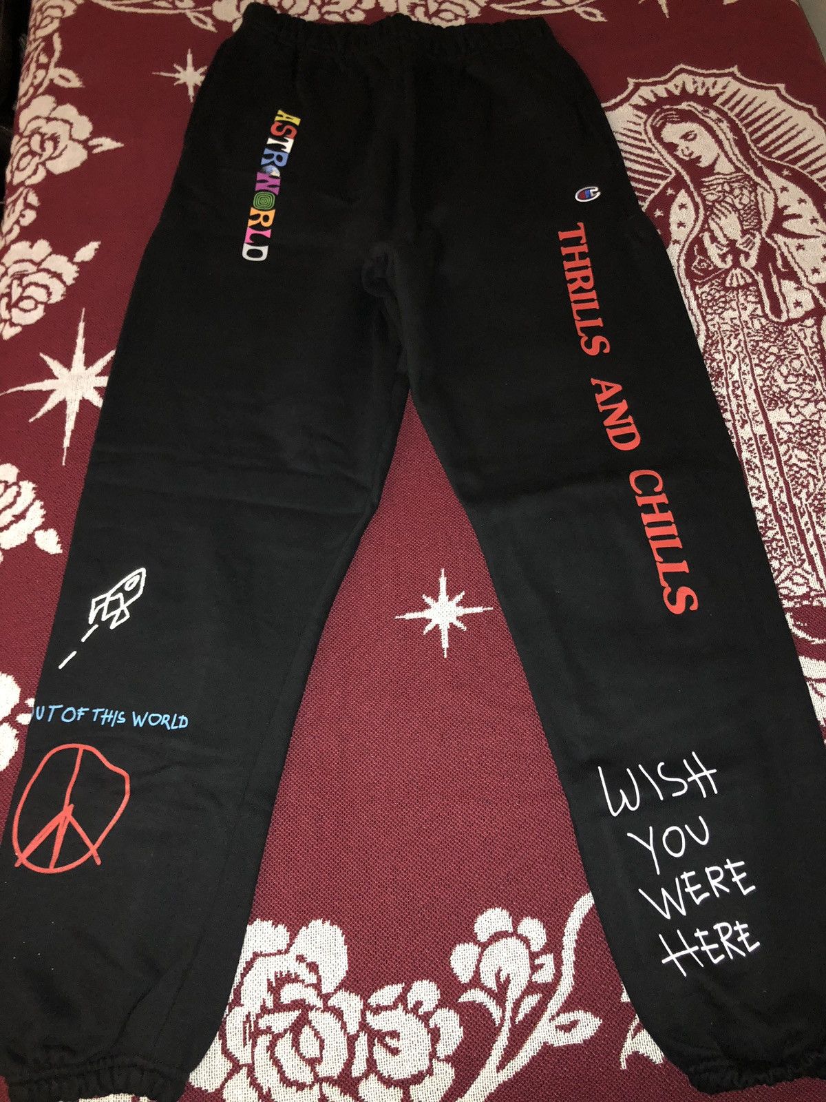 Travis Scott ASTROWORLD x Champion Sweatpants Black Grailed