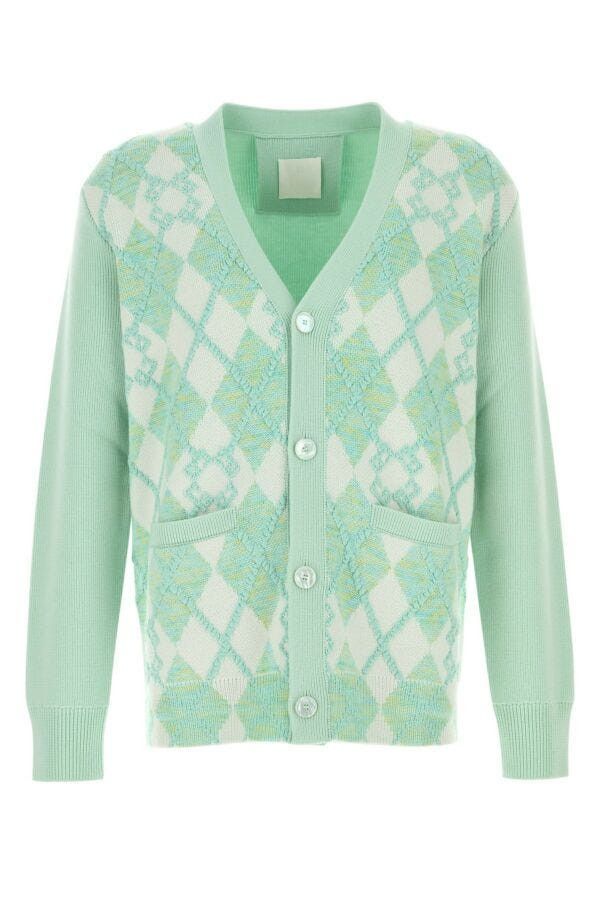 Givenchy Pastel Green Wool Blend Cardigan Size US L / EU 52-54 / 3 - 3 Thumbnail