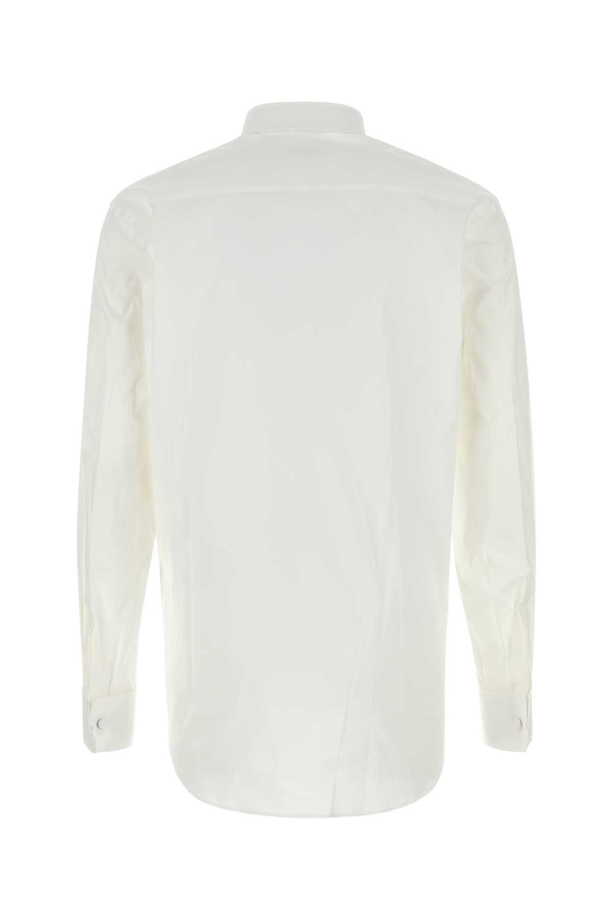 Prada White Stretch Cotton Blend Shirt Size US L / EU 52-54 / 3 - 2 Thumbnail