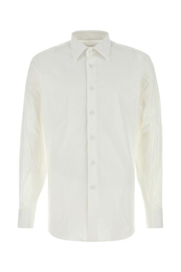 Prada White Stretch Cotton Blend Shirt Size US XS / EU 42 / 0 - 3 Thumbnail