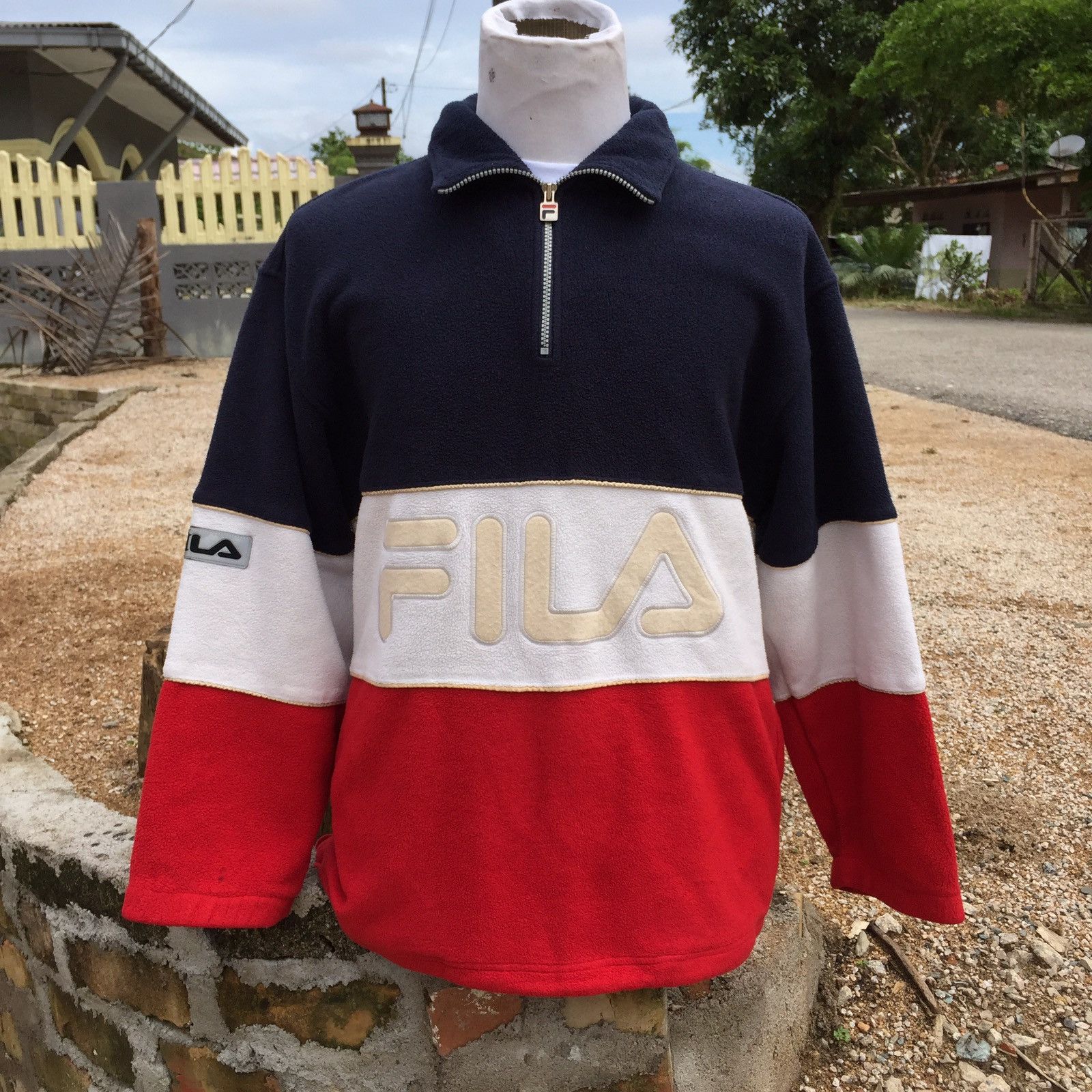 Vintage FILA Half Zipper Swratshirt Jacket Big Logo Spellout
