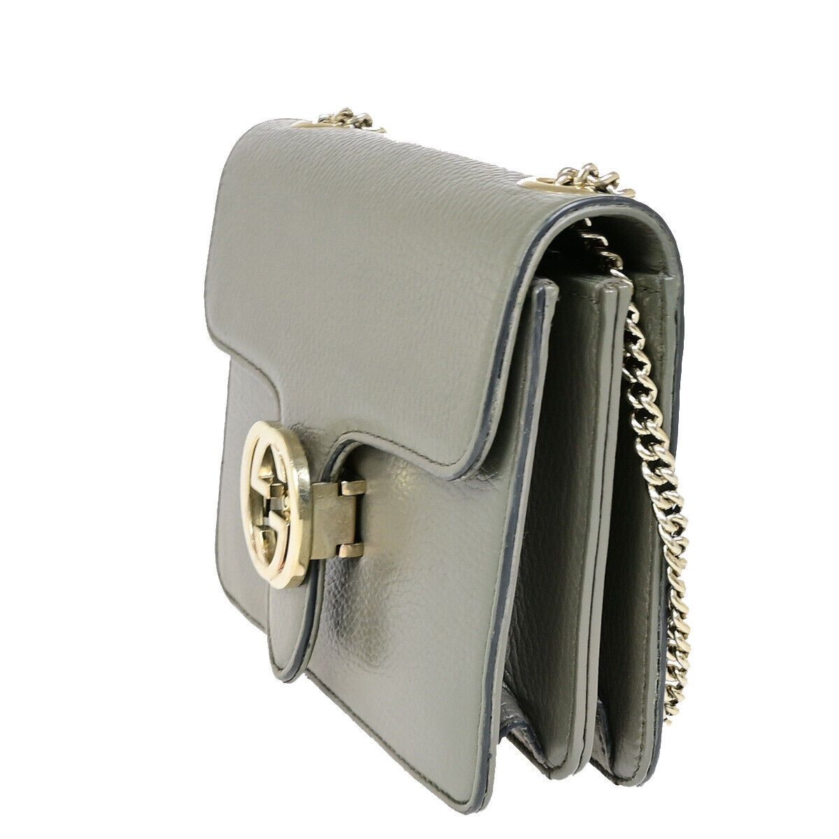 Gucci Interlocking Grey Leather Shoulder Bag (Pre-Owned) Size ONE SIZE - 11 Thumbnail