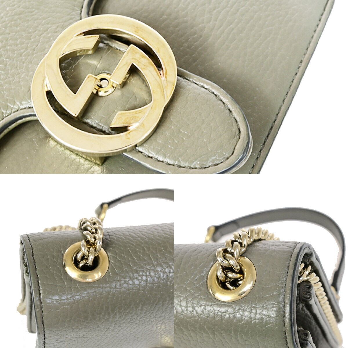 Gucci Interlocking Grey Leather Shoulder Bag (Pre-Owned) Size ONE SIZE - 7 Thumbnail