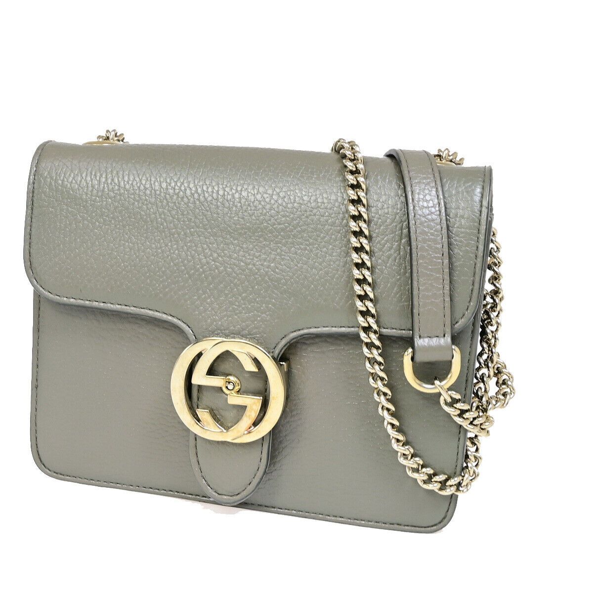 Gucci Interlocking Grey Leather Shoulder Bag (Pre-Owned) Size ONE SIZE - 16 Thumbnail