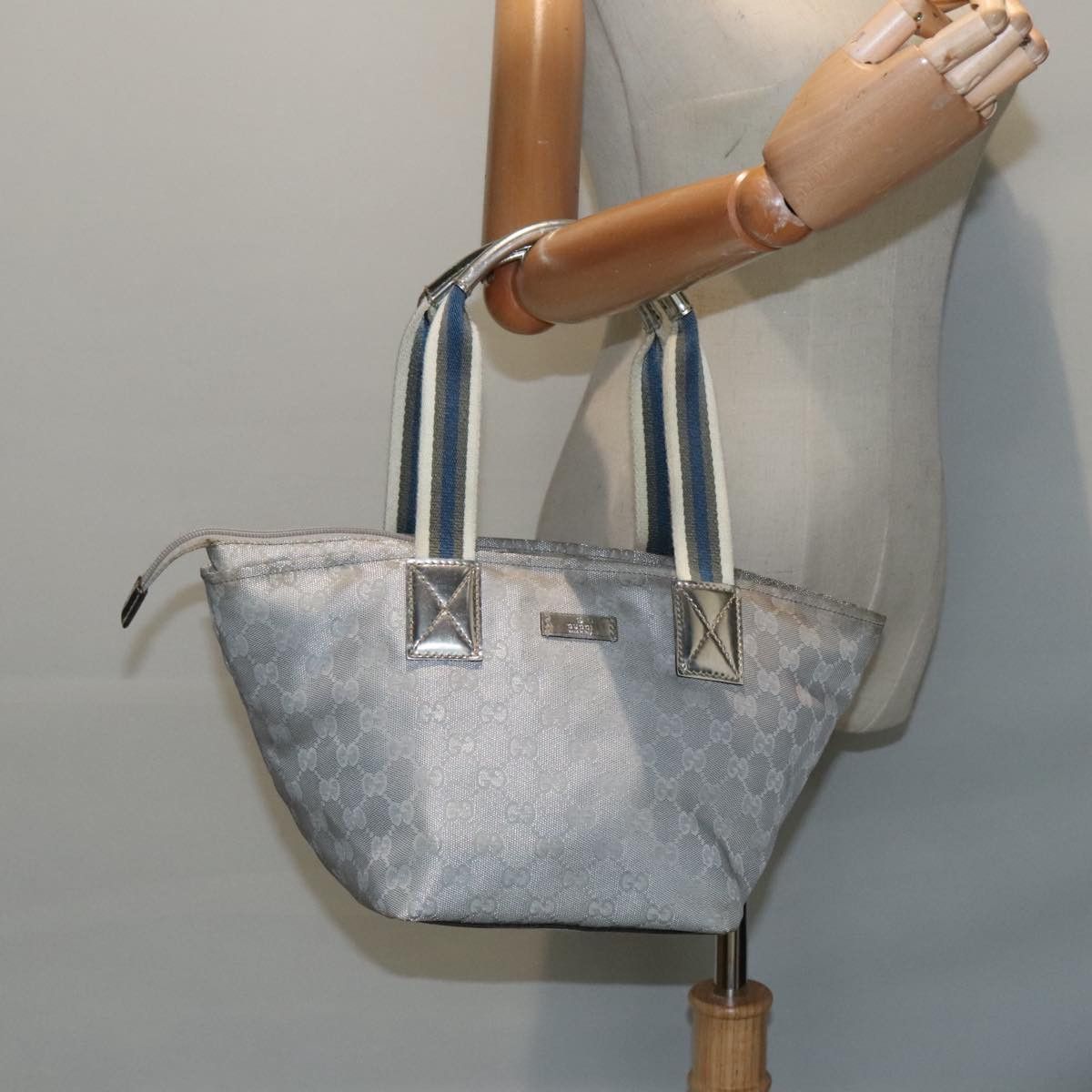 Gucci Sherry Grey Canvas Handbag (Pre-Owned) Size ONE SIZE - 15 Thumbnail