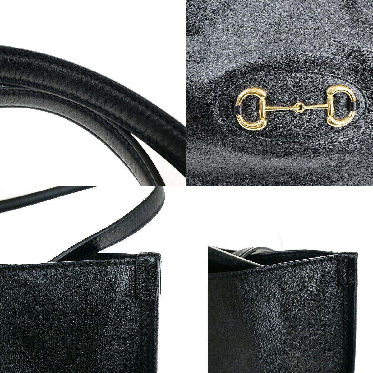 Gucci Horsebit Black Leather Tote Bag (Pre-Owned) Size ONE SIZE - 7 Thumbnail