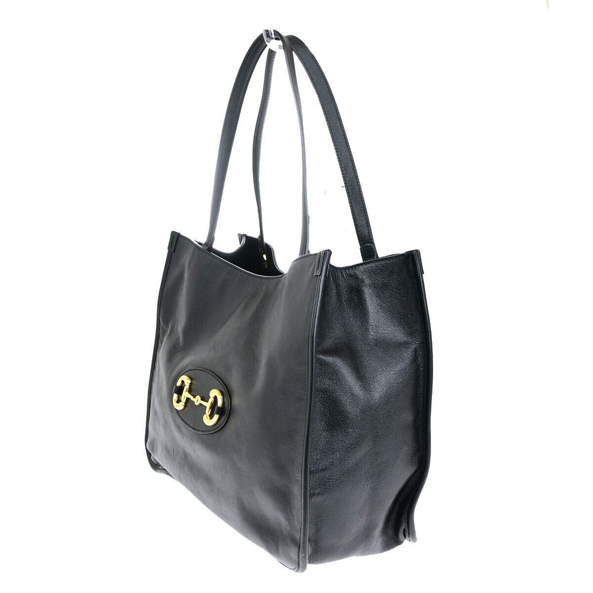 Gucci Horsebit Black Leather Tote Bag (Pre-Owned) Size ONE SIZE - 3 Thumbnail