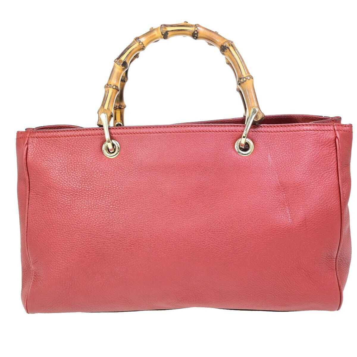 Gucci Bamboo Red Leather Handbag (Pre-Owned) Size ONE SIZE - 2 Thumbnail