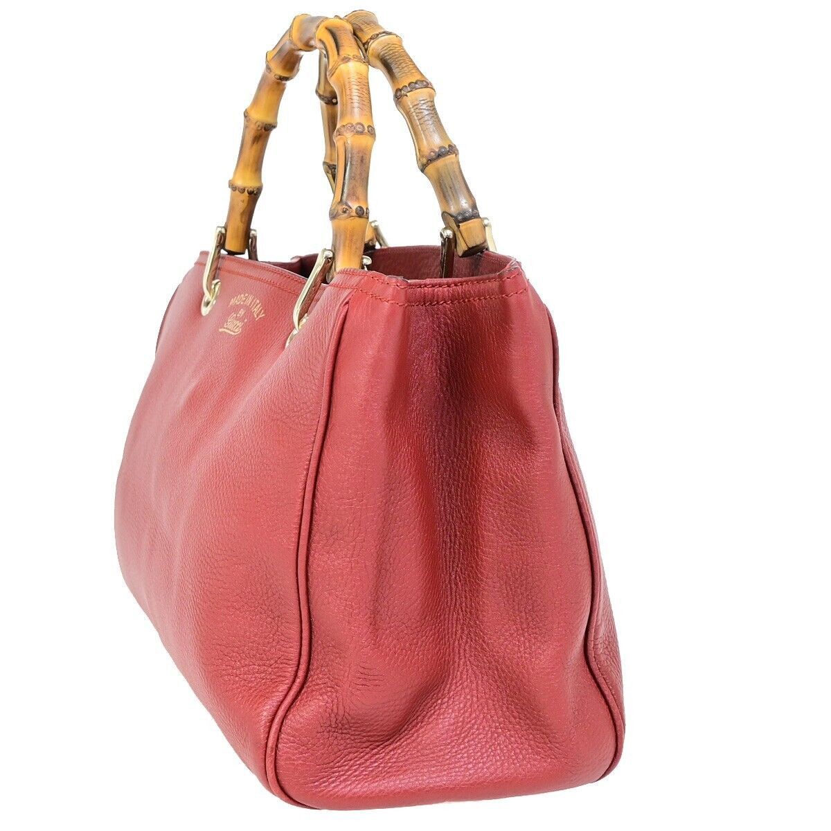 Gucci Bamboo Red Leather Handbag (Pre-Owned) Size ONE SIZE - 3 Thumbnail