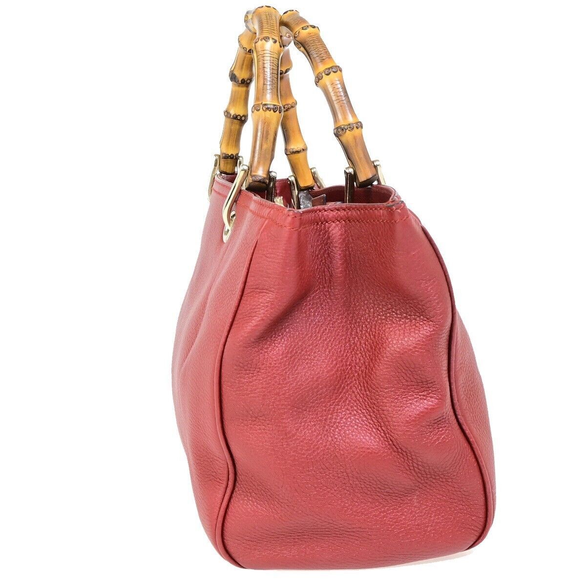 Gucci Bamboo Red Leather Handbag (Pre-Owned) Size ONE SIZE - 4 Thumbnail
