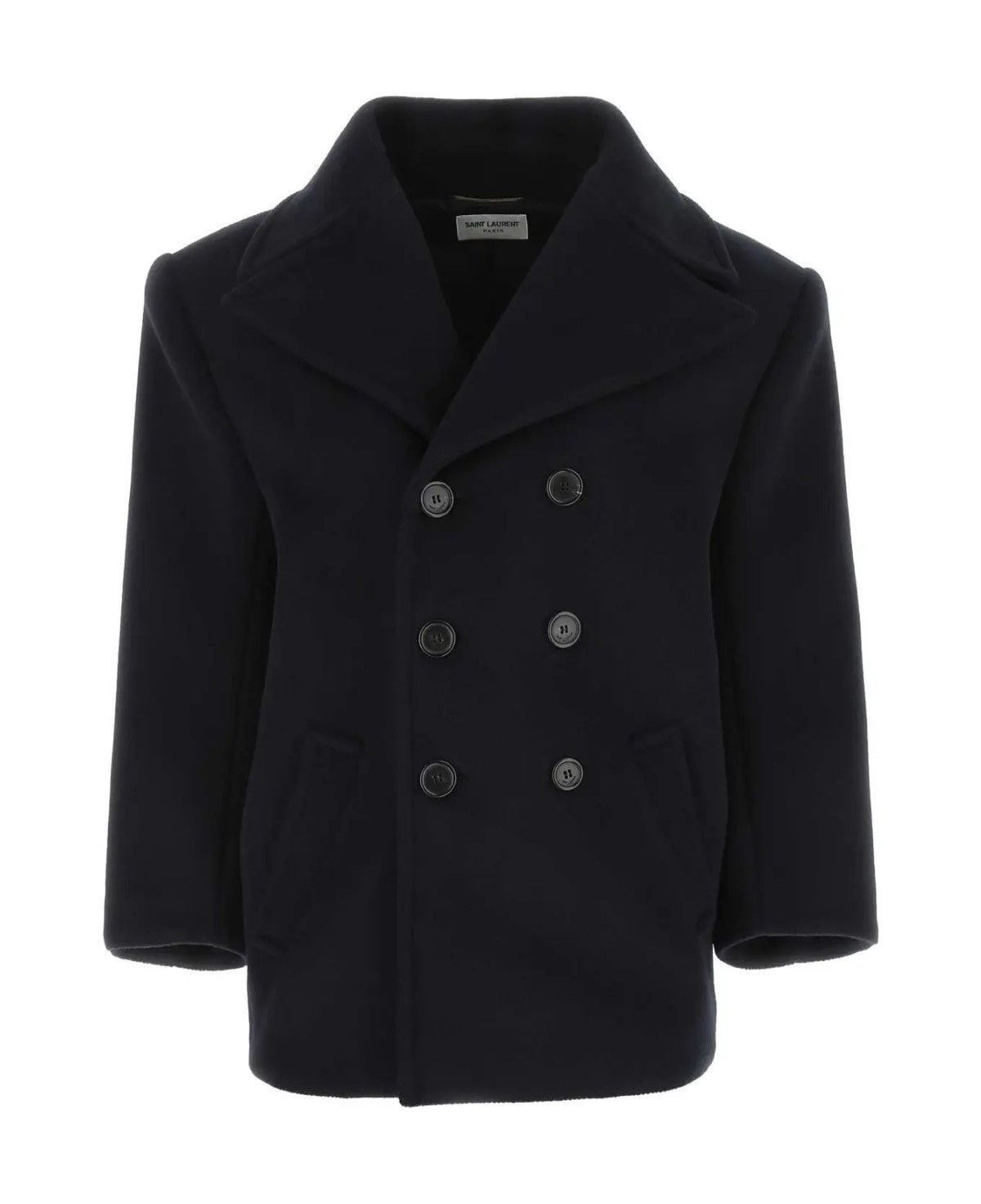 Saint Laurent Paris Oversized Peacoat in Chevron Wool in Navy Size S / US 4 / IT 40 - 2 Thumbnail