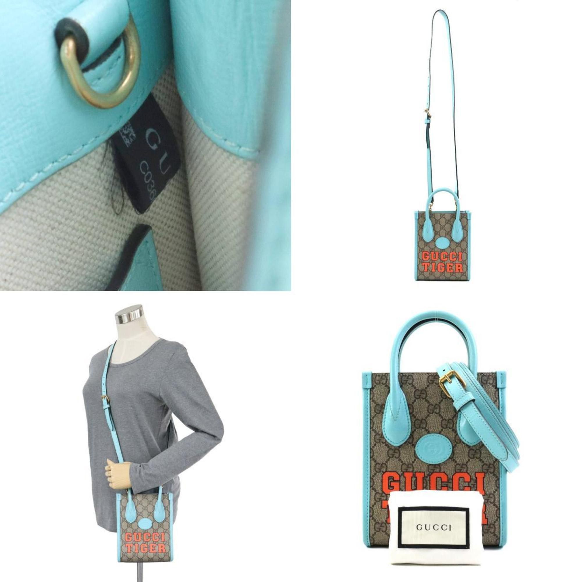 Gucci GUCCI Handbag Shoulder Bag GG Supreme Canvas Blue x Brown Women's 671623 90005g Size ONE SIZE - 5 Thumbnail