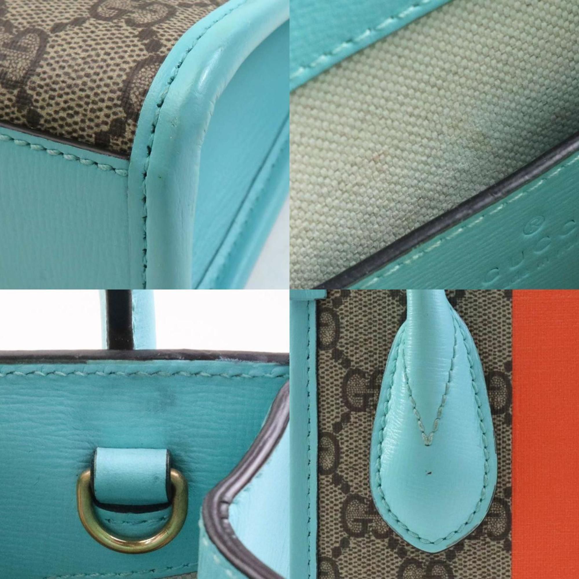 Gucci GUCCI Handbag Shoulder Bag GG Supreme Canvas Blue x Brown Women's 671623 90005g Size ONE SIZE - 3 Thumbnail