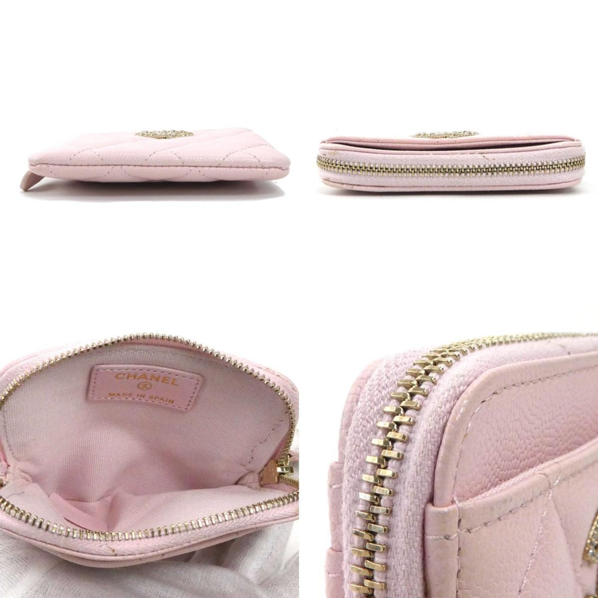 Chanel CHANEL Wallet/Coin Case Chanel 19 Zip Caviar Skin Leather Light Pink Women's 90000g Size ONE SIZE - 3 Thumbnail