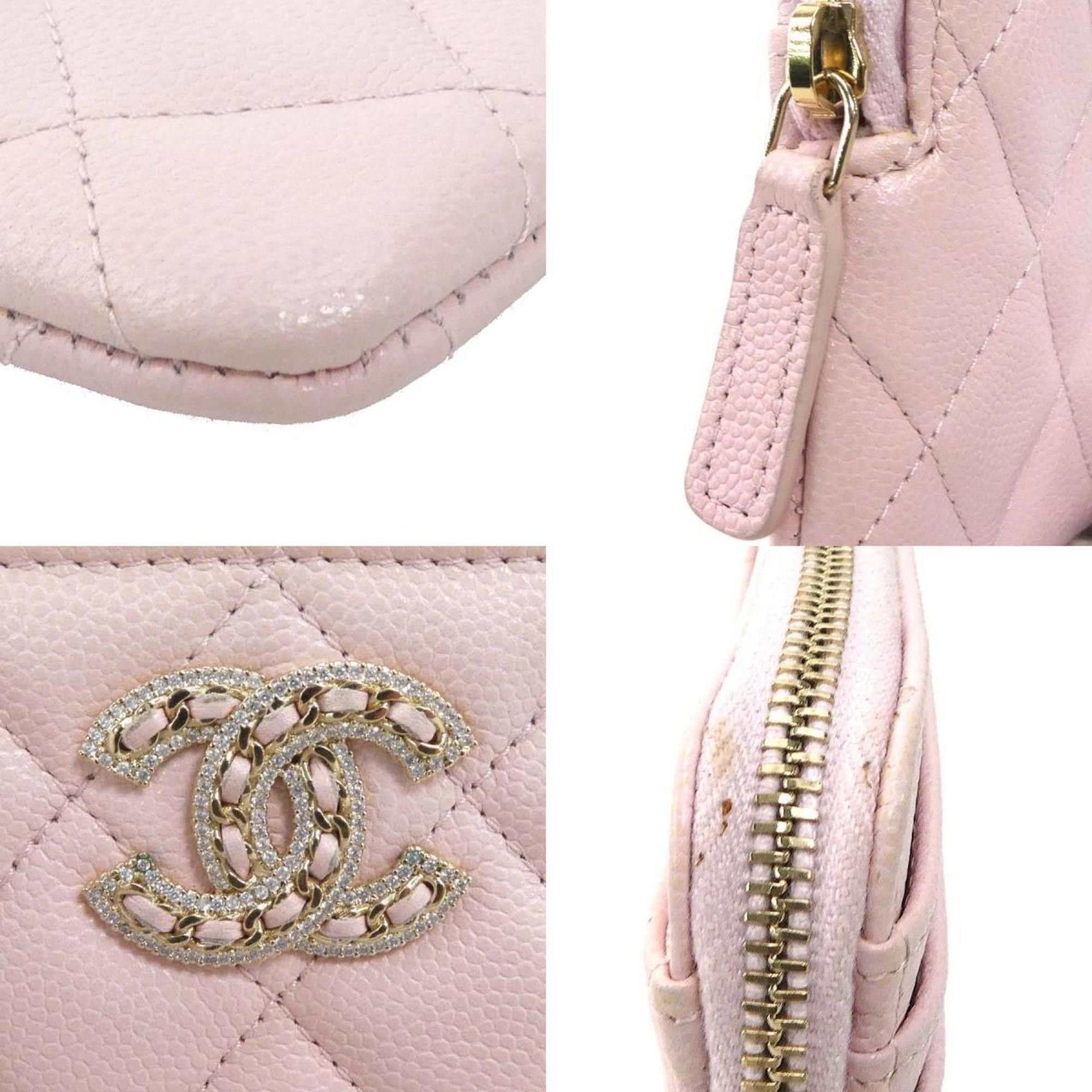 Chanel CHANEL Wallet/Coin Case Chanel 19 Zip Caviar Skin Leather Light Pink Women's 90000g Size ONE SIZE - 4 Thumbnail
