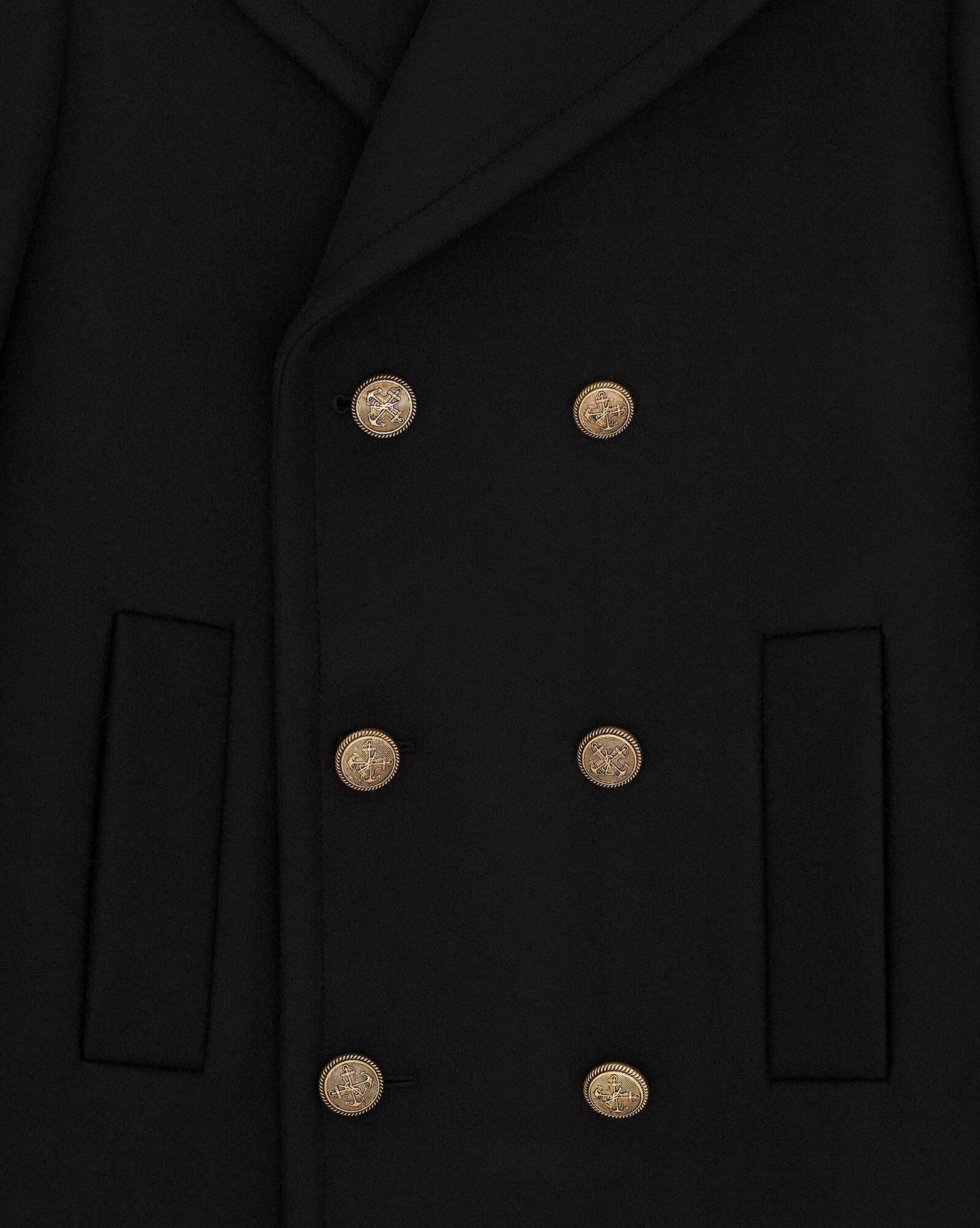 Saint Laurent Paris Double-Breasted Peacoat in Wool in Black Size US S / EU 44-46 / 1 - 2 Thumbnail