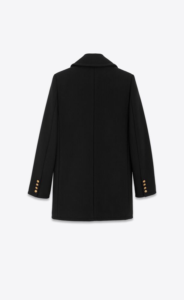 Saint Laurent Paris Double-Breasted Peacoat in Wool in Black Size US L / EU 52-54 / 3 - 3 Thumbnail