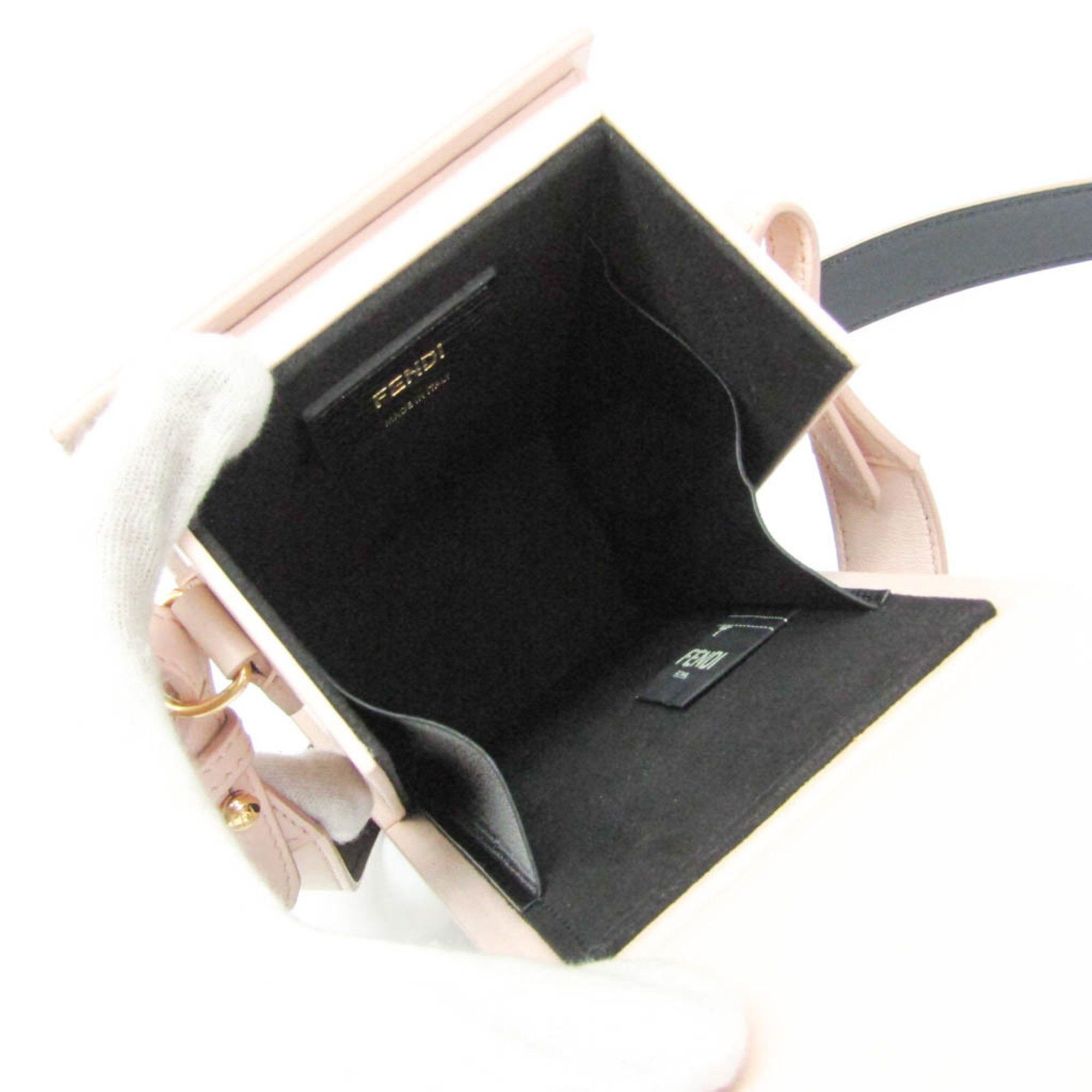 Fendi Fendi Box 8BT339 Women's Leather Shoulder Bag Pink Size ONE SIZE - 3 Thumbnail