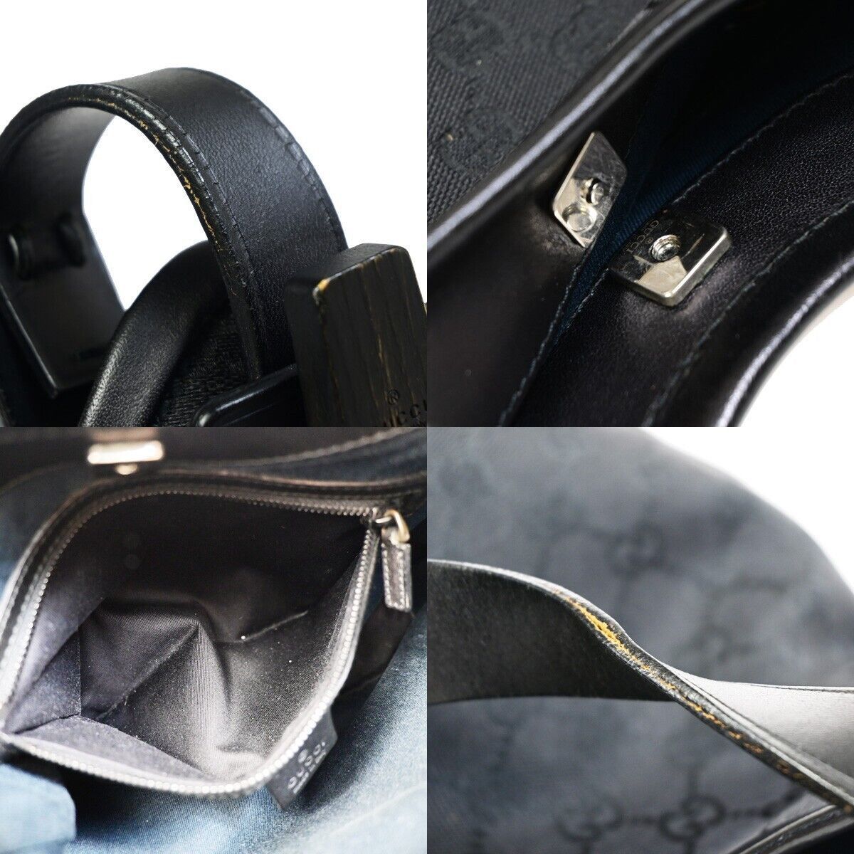Gucci Hobo Black Canvas Handbag (Pre-Owned) Size ONE SIZE - 11 Thumbnail