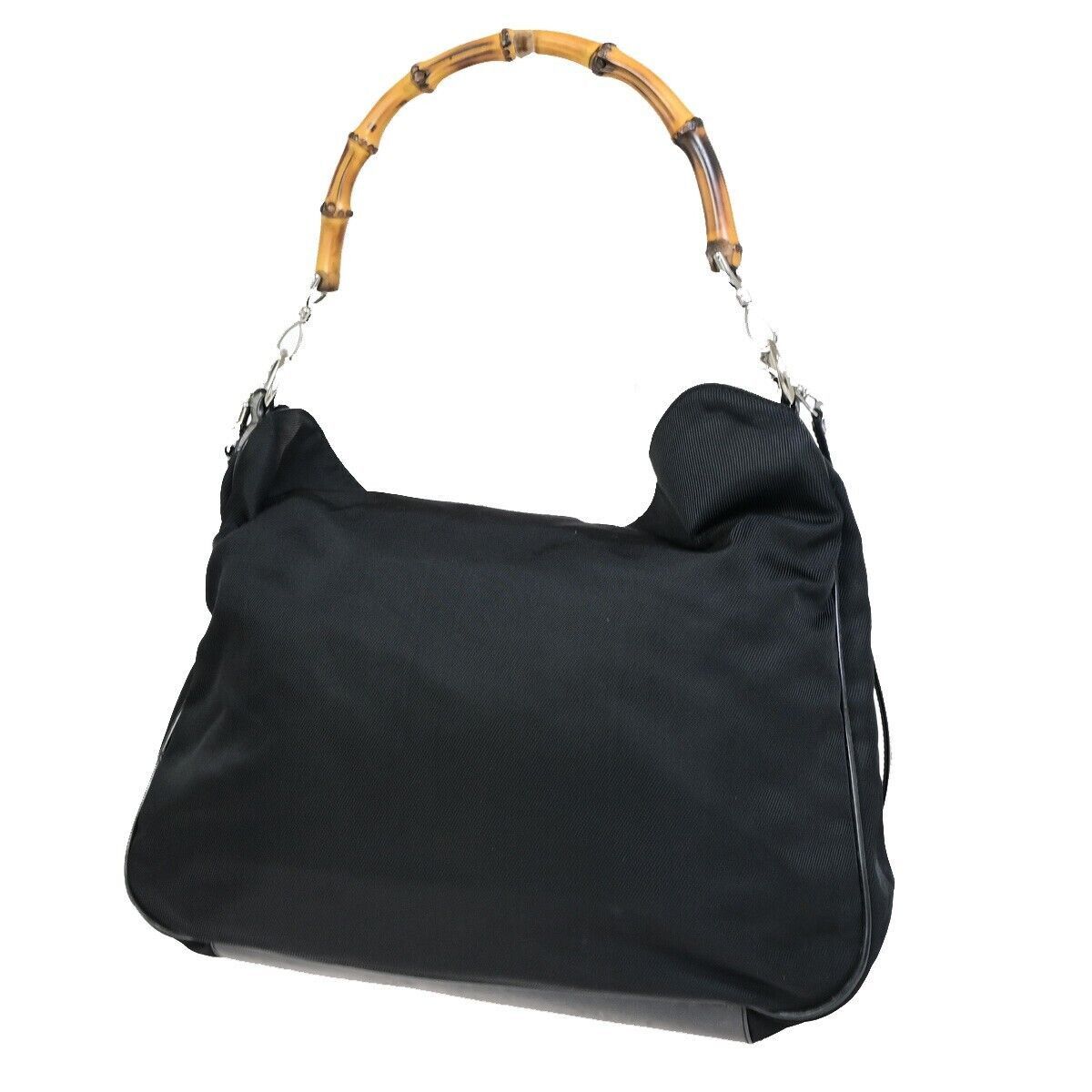 Gucci Bamboo Black Canvas Handbag (Pre-Owned) Size ONE SIZE - 2 Thumbnail