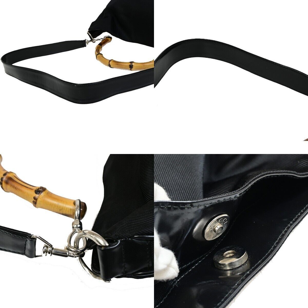 Gucci Bamboo Black Canvas Handbag (Pre-Owned) Size ONE SIZE - 7 Thumbnail