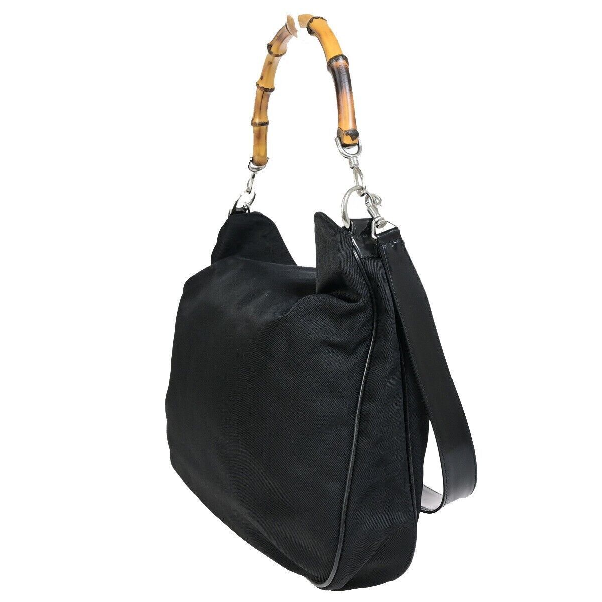 Gucci Bamboo Black Canvas Handbag (Pre-Owned) Size ONE SIZE - 4 Thumbnail
