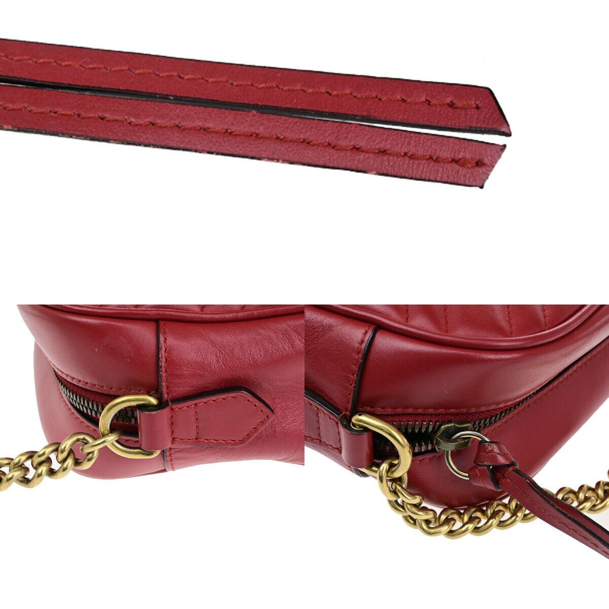 Gucci Gg Marmont Red Leather Shoulder Bag (Pre-Owned) Size ONE SIZE - 11 Thumbnail